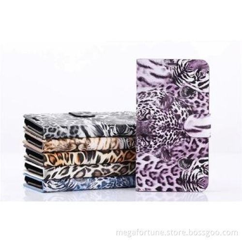 Leopard/Tiger Pattern Leather Case for Samsung Galaxy S5/9600, with Credit Card Holder and Bill Site